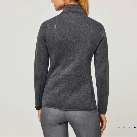 NEW Figs On Shift knit sweater jacket heathered darked charcoal - Picture 2 of 5